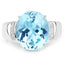 8.36 Carat Blue Topaz & White Zircon Sterling Silver Ring