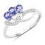 Bague en Or Blanc 14K avec Tanzanite et Diamant Blanc de 0,56 Carat