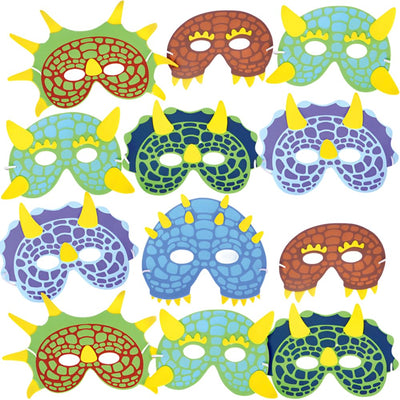 Dinosaur Foam Masks - 12 Count Party Accessory Set