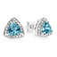 Boucles d'oreilles en argent sterling .925 avec topaze bleue taille trillion et accents en diamant