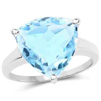 9.00 Carat Genuine Blue Topaz Sterling Silver Ring