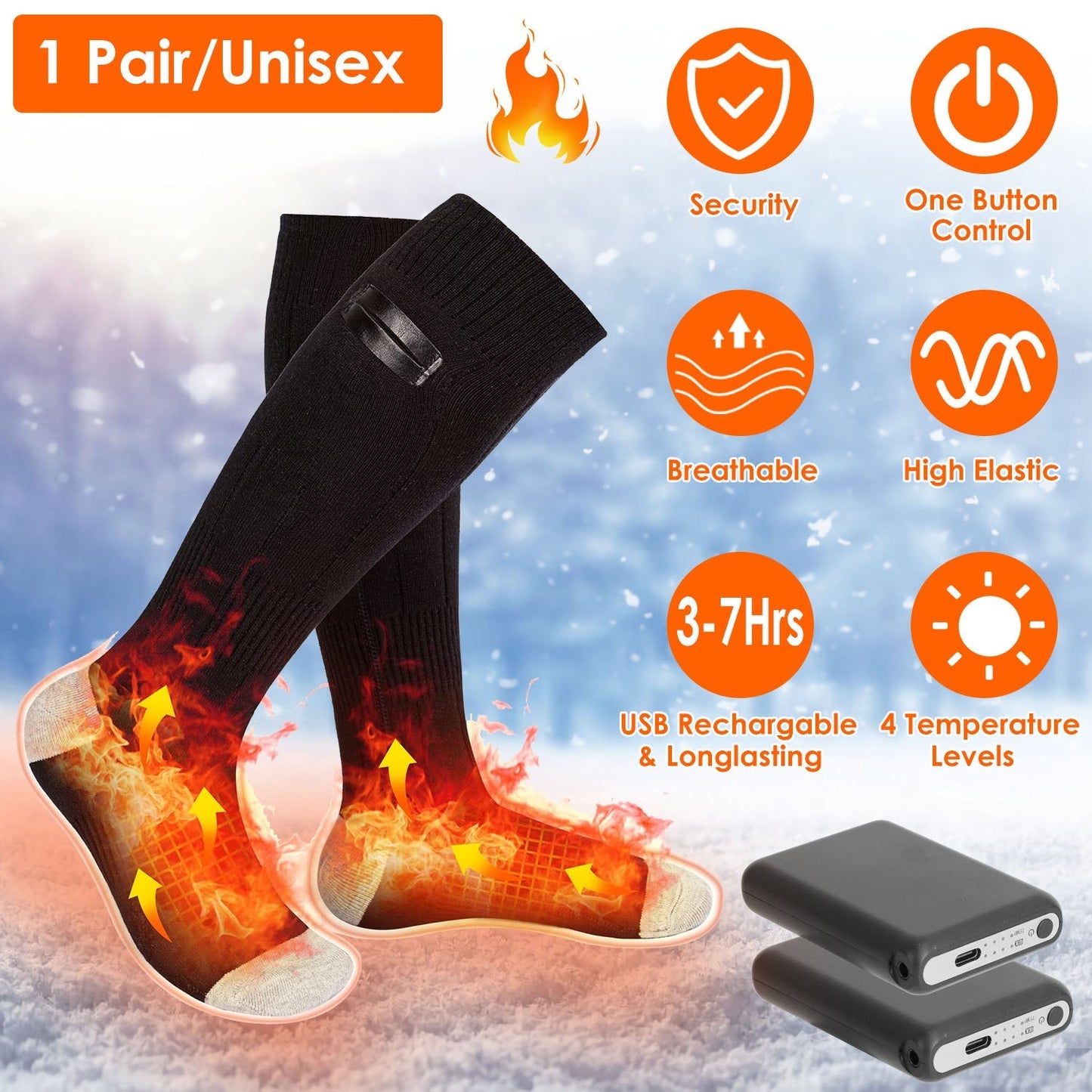 Rechargeable Electric Heated Socks for Men & Women