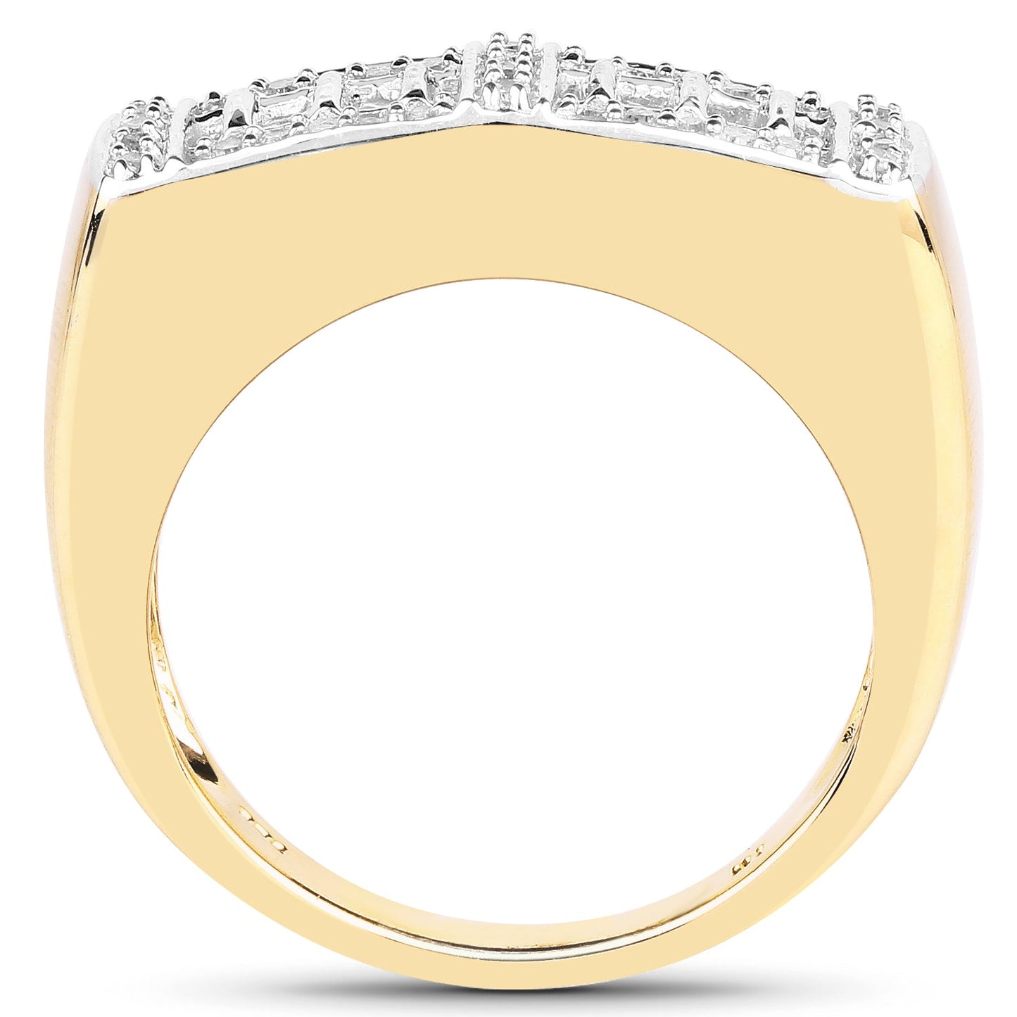 14K Yellow Gold Plated 0.19 Carat White Diamond Sterling Silver Ring