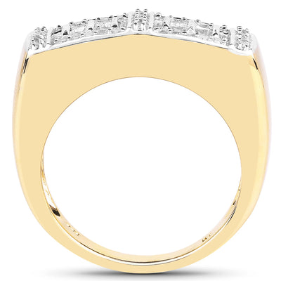 14K Yellow Gold Plated 0.19 Carat White Diamond Sterling Silver Ring