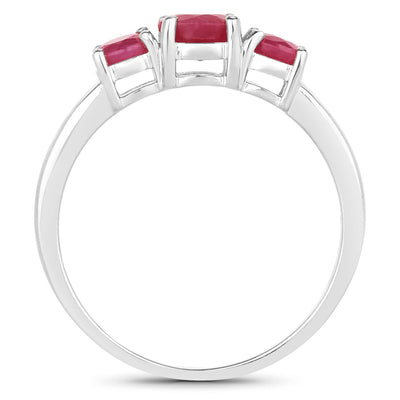 1.15 Carat Genuine Ruby 14K White Gold Engagement Ring