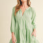 Notched Balloon Sleeve Tiered Mini Summer Dress for Women