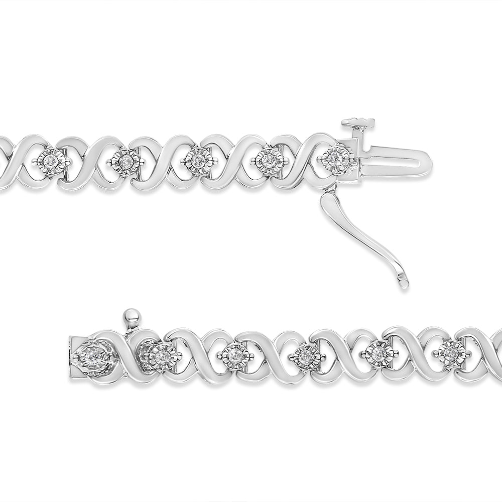 Pulsera de eslabones de infinito de diamantes de plata esterlina .925 - Tamaño 7.25"