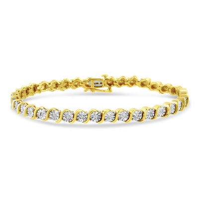 Pulsera de Tenis de Diamantes de Plata Esterlina Baño de Oro Rosa de 14K - 7"