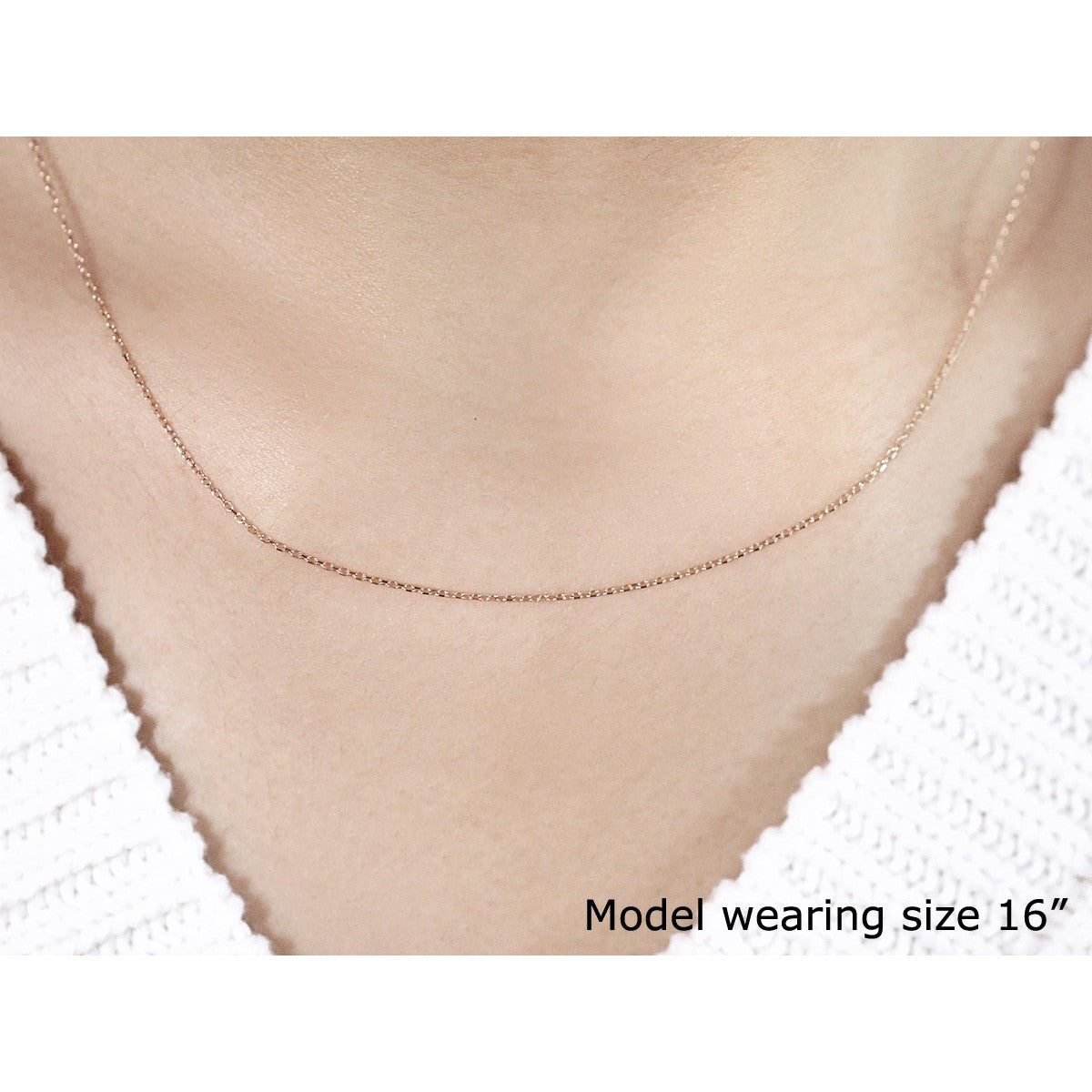 14k Pink Gold Diamond Cut Cable Link Chain - 0.8mm