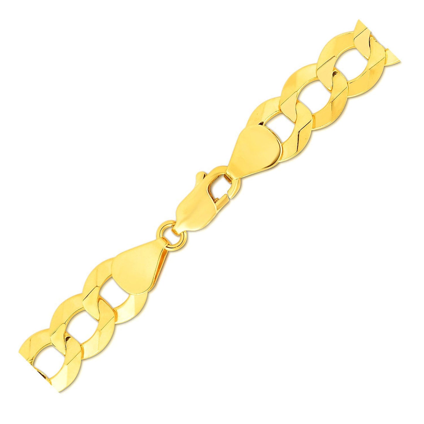14k Yellow Gold Solid Curb Bracelet - 10.0mm