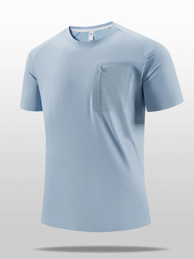 Men's Plus Size Quick-Dry T-Shirt with Zipper Pocket