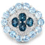 Bague en argent sterling avec topaze bleue de Londres et topaze blanche de 6,54 carats