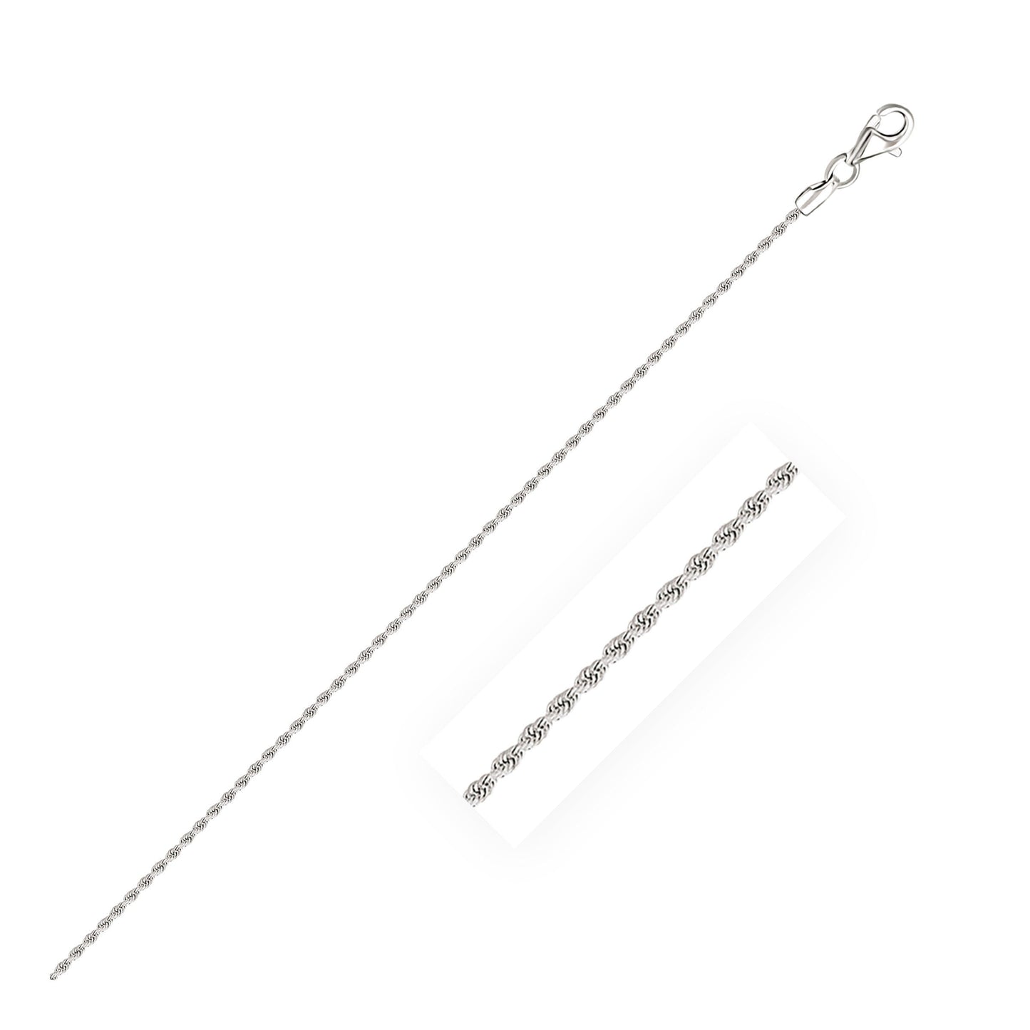 Chaîne en or blanc 14 carats solide à motif torsadé - 1,5 mm