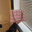 Plaid Diamond-Pattern Embroidered Shoulder Bag for Women