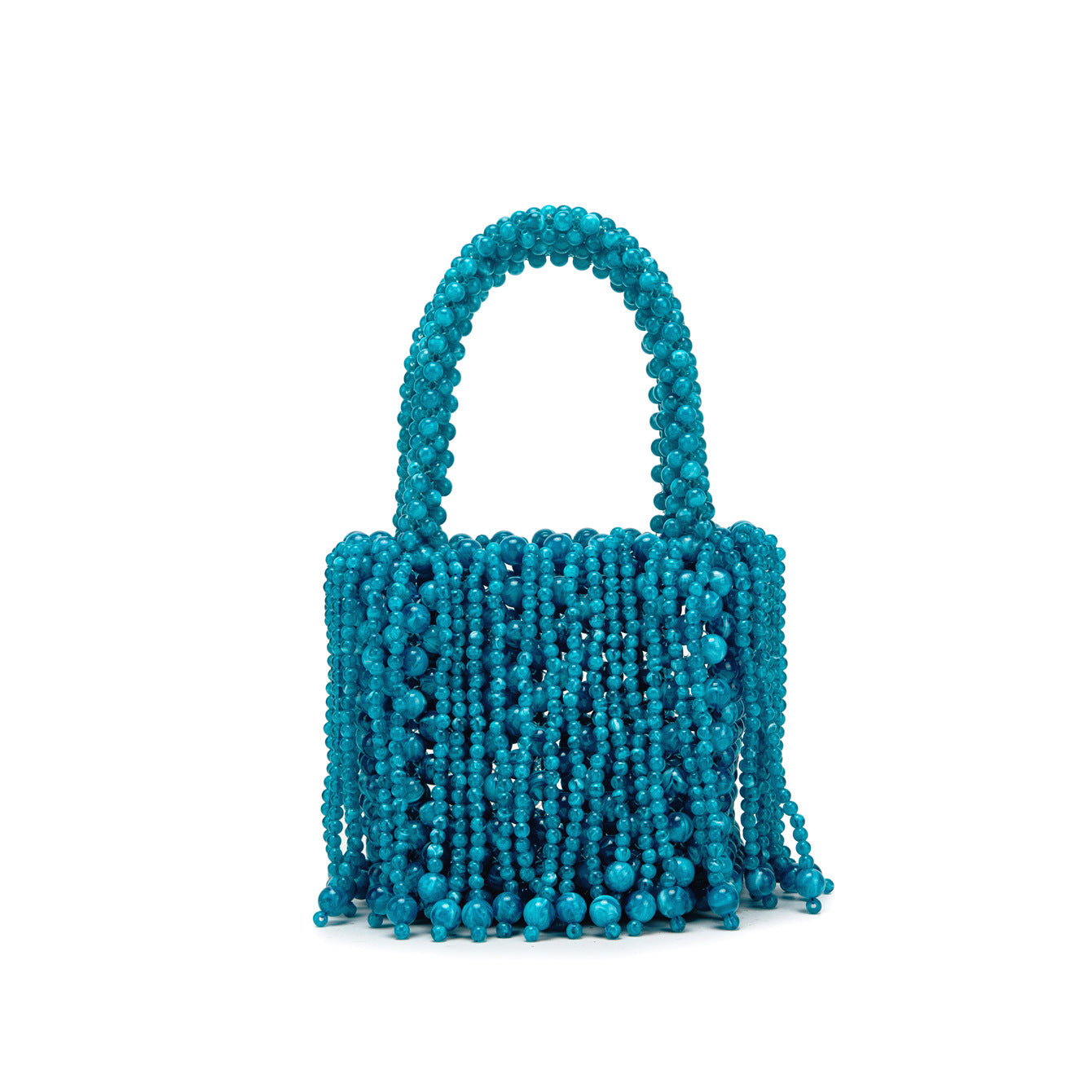 Dual-Color Amber Acrylic Cat-Eye Bead Hand-Braided Bag