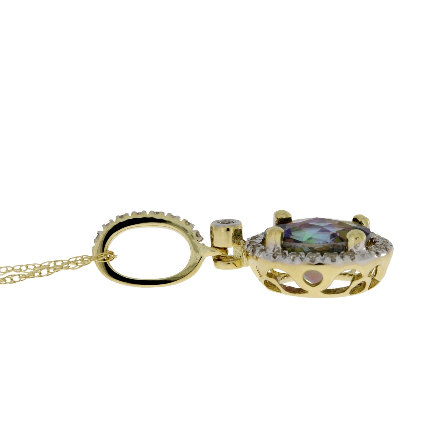 Mystic Fire Topaz Pendant in 14KT Yellow Gold