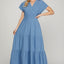 Vestido Maxi Elegante con Escote Cruzado y Bolsillos para Mujeres