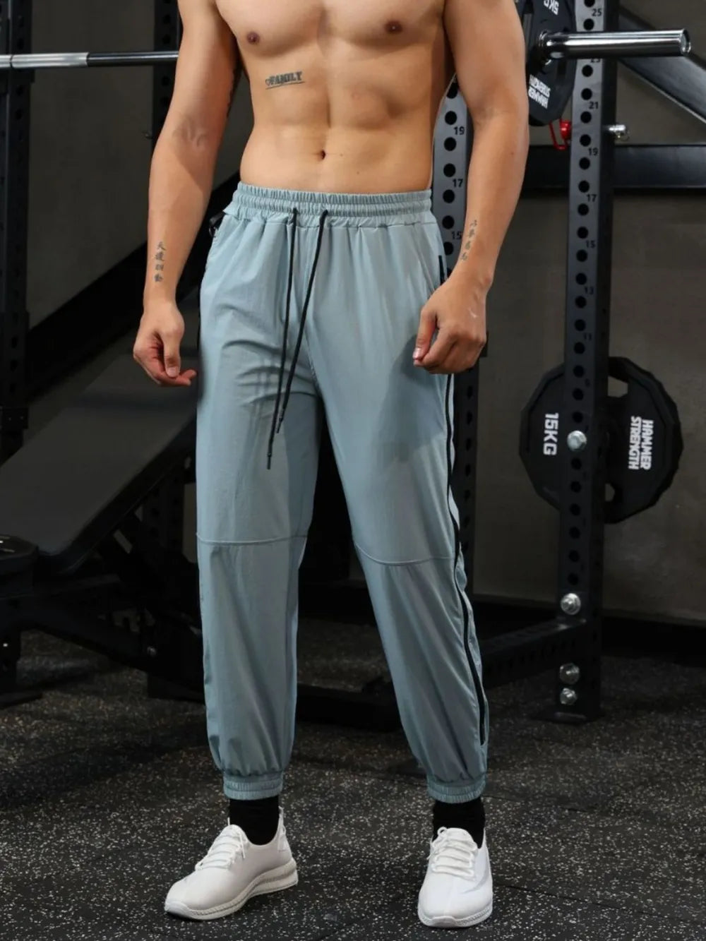 Joggers en couleur unie avec cordon de serrage pour hommes