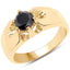 14K Yellow Gold Plated Black Diamond Sterling Silver Ring
