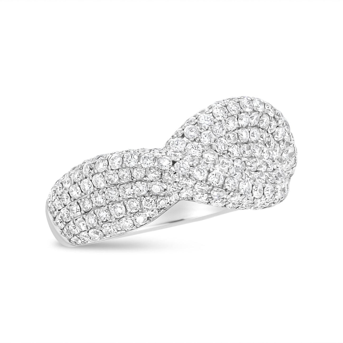 18K White Gold Cluster Diamond Fashion Ring - Size 7