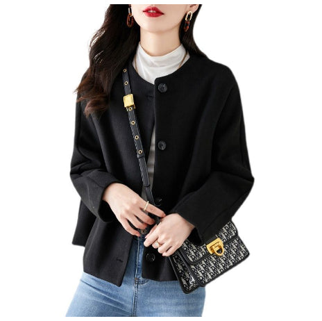Veste Boléro en Laine Unie Élégante pour Femmes