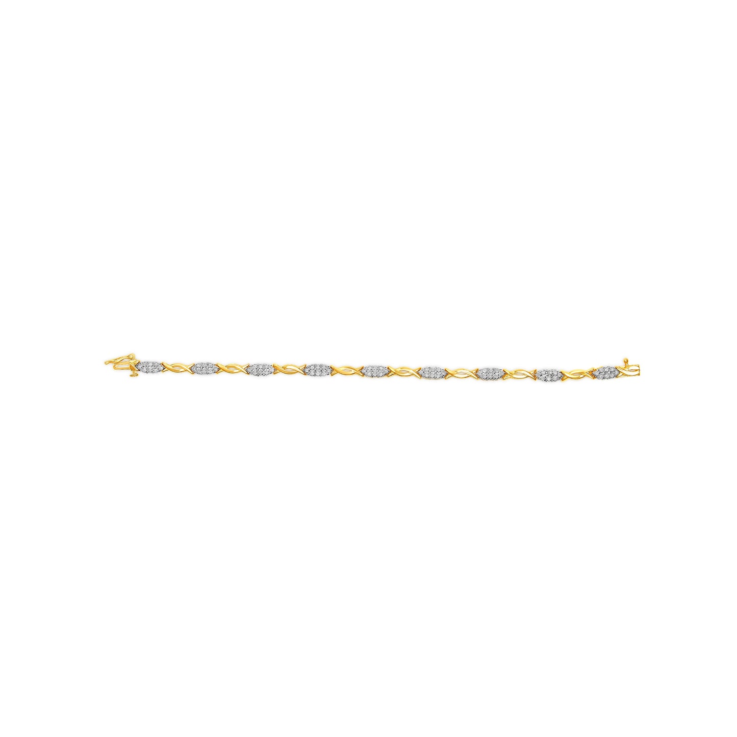 Bracelet en or jaune 10K avec diamants taille ronde de 1,00 Cttw en spirale