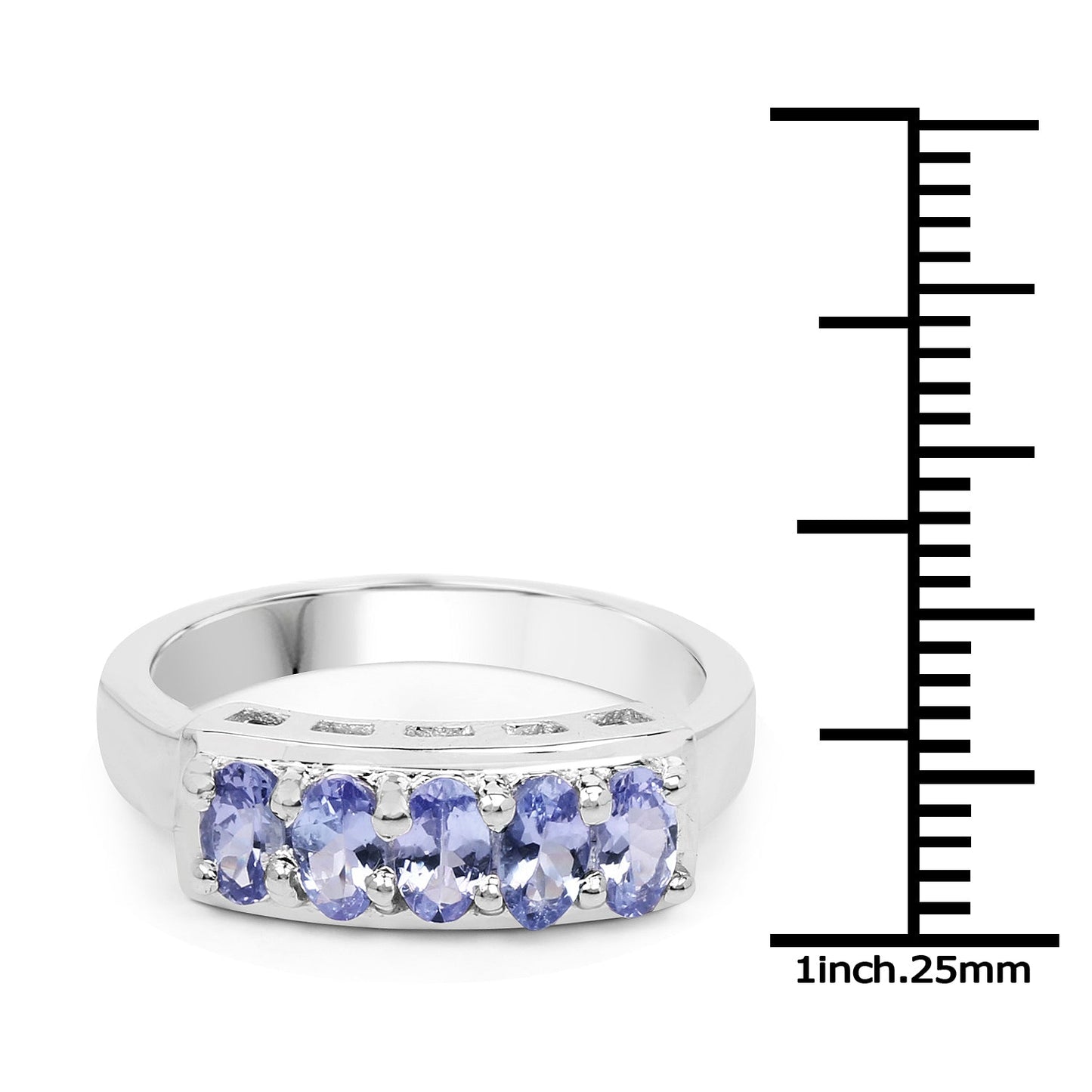 1.25 Carat Genuine Tanzanite Sterling Silver Engagement Ring