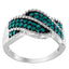 .925 Sterling Silver Treated Blue Diamond Cocktail Ring - Size 6-3/4