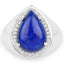 Anillo de Compromiso de Plata Esterlina con Lápiz Lazuli y Circonitas Blancas de 5.52 Quilates