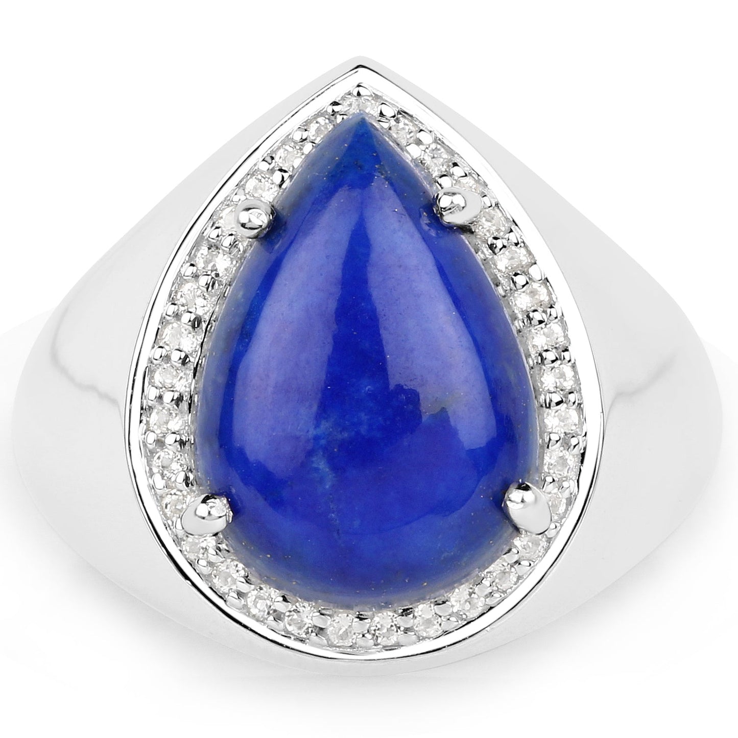 Anillo de Compromiso de Plata Esterlina con Lápiz Lazuli y Circonitas Blancas de 5.52 Quilates
