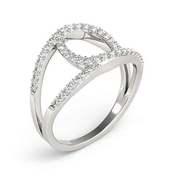 14k White Gold Diamond Loop Style Dual Band Ring