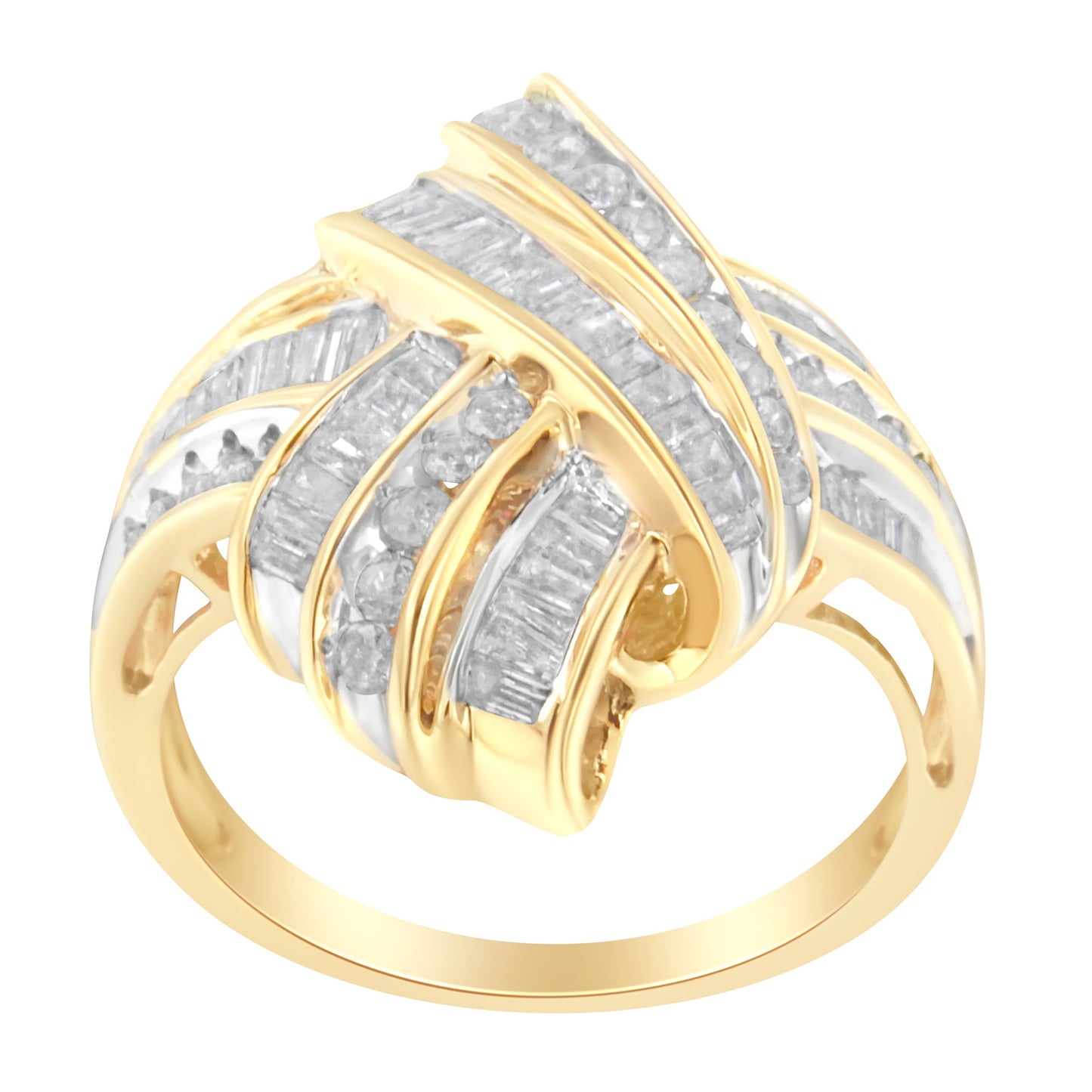 Anillo de cóctel de diamantes en oro amarillo de 10K - Talla 8