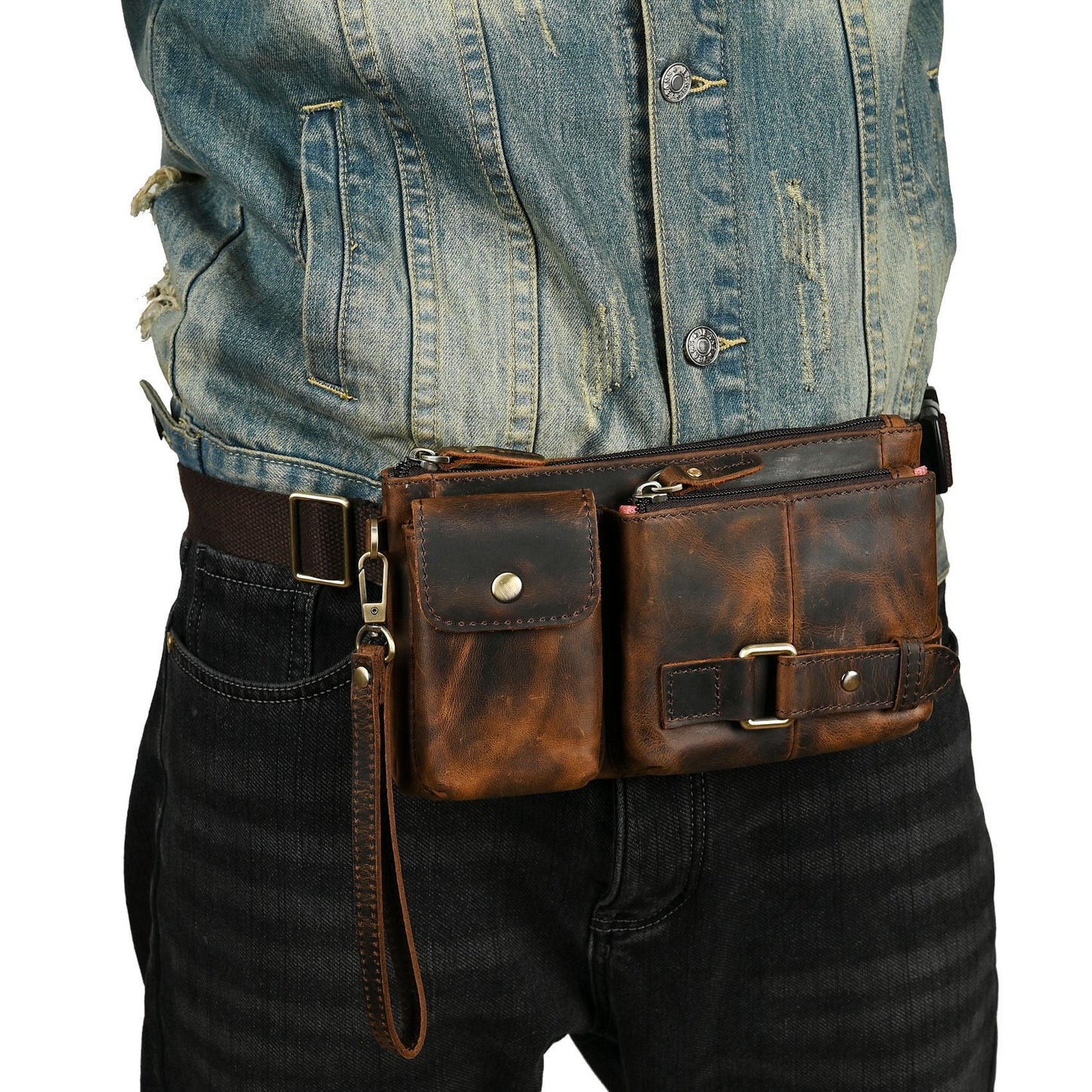 Trendy Vegetable Tanned Leather Men's Chest Bag