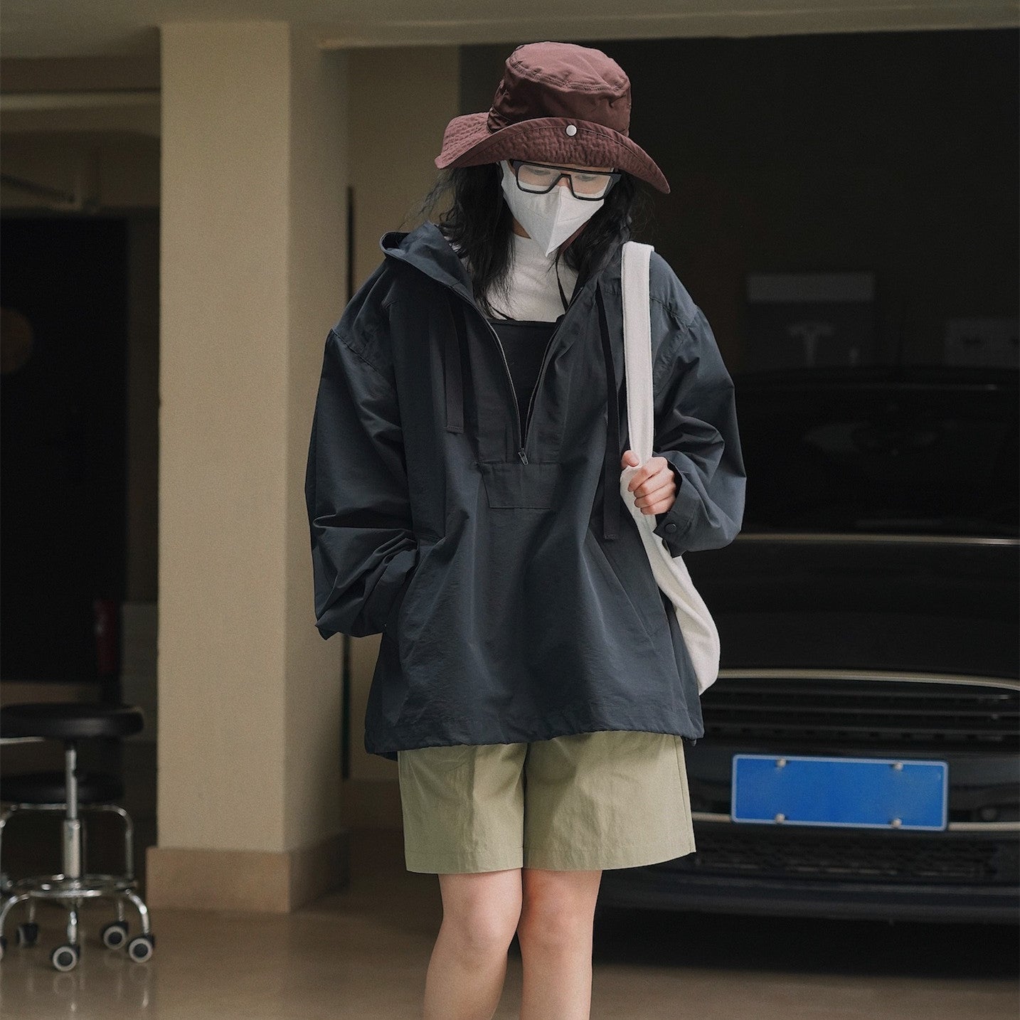 Korean Style Casual Hooded Windbreaker Jacket for Women