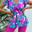 Floral Print Bandeau V Neck 2 Piece Swimsuit for Women