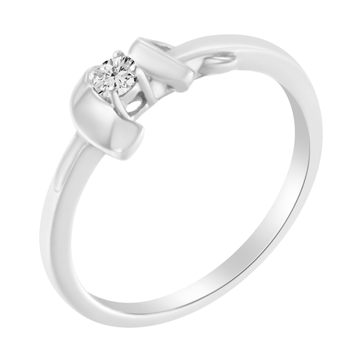 10K White Gold Diamond Promise Ring - Size 6