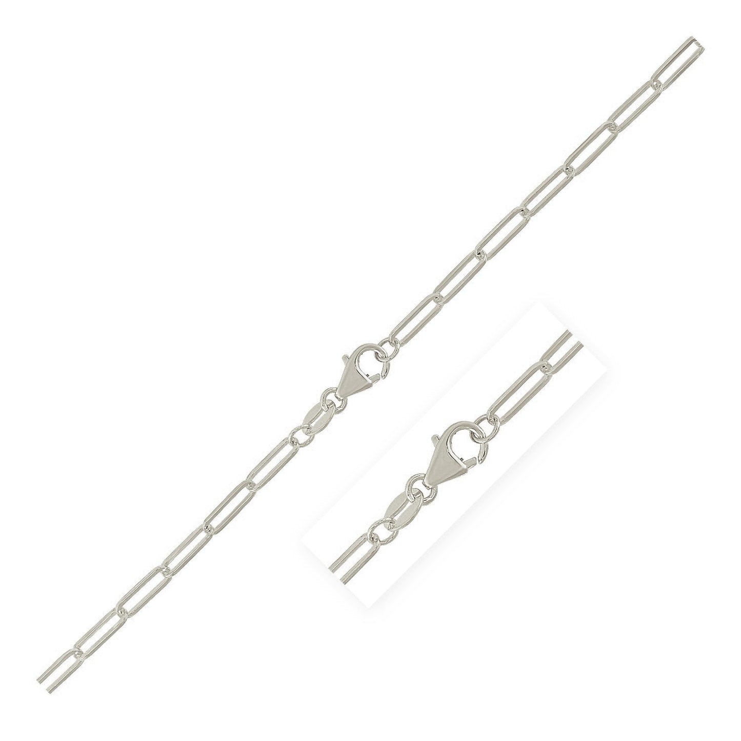 Collier en Chaîne Paperclip en Argent Sterling Plaqué Rhodium