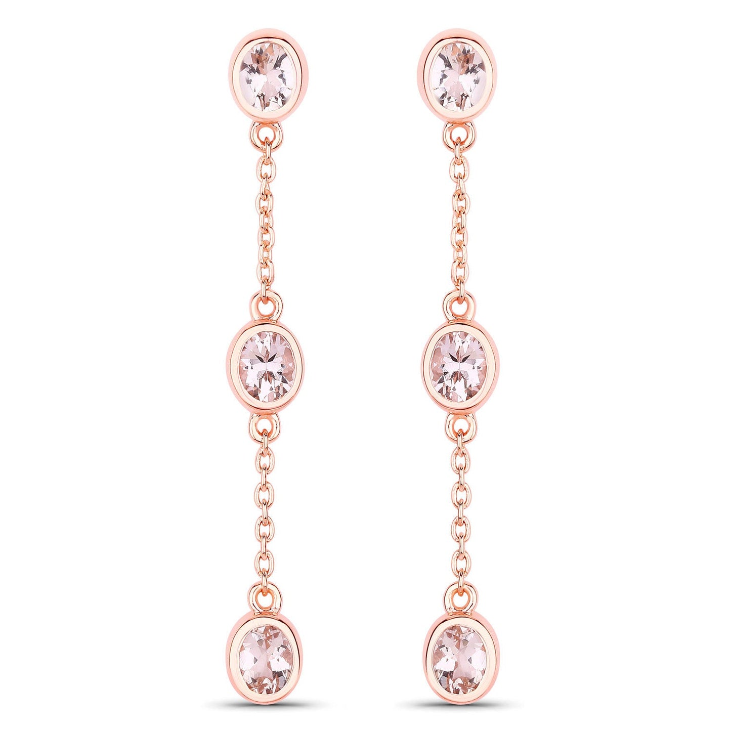 Boucles d'oreilles en morganite véritable de 1,62 carat en argent sterling .925