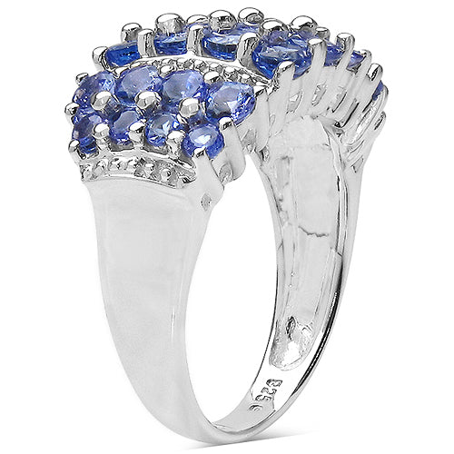 Bague en cluster en tanzanite véritable de 2,06 carats en argent sterling