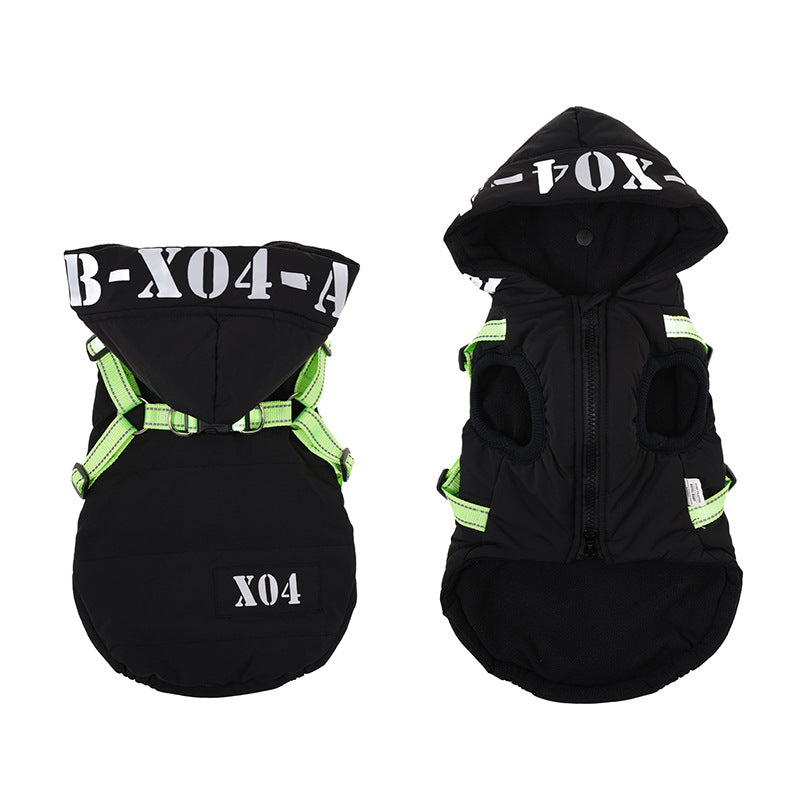 Fleece-Lined Waterproof Dog Jacket with Hood