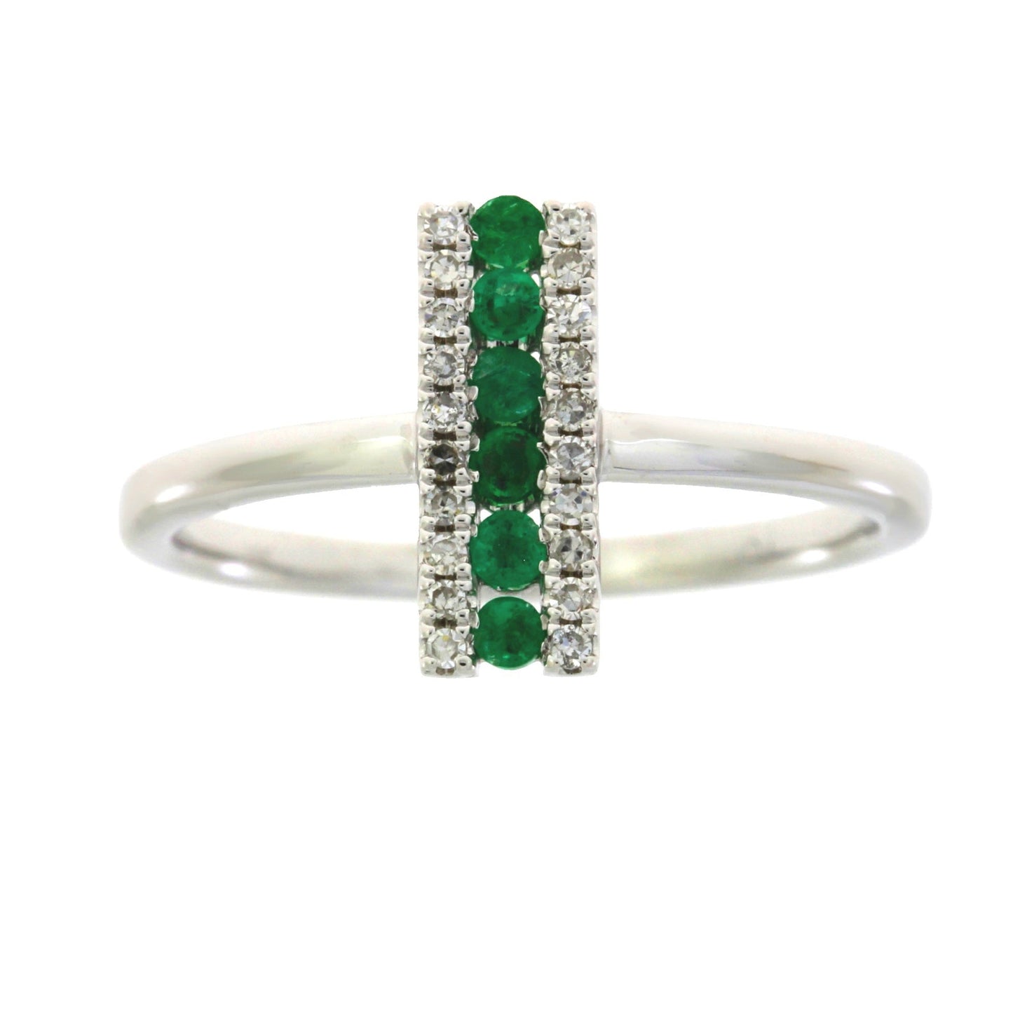Bague en diamant émeraude naturelle de 0,25 ct en or blanc 14KT