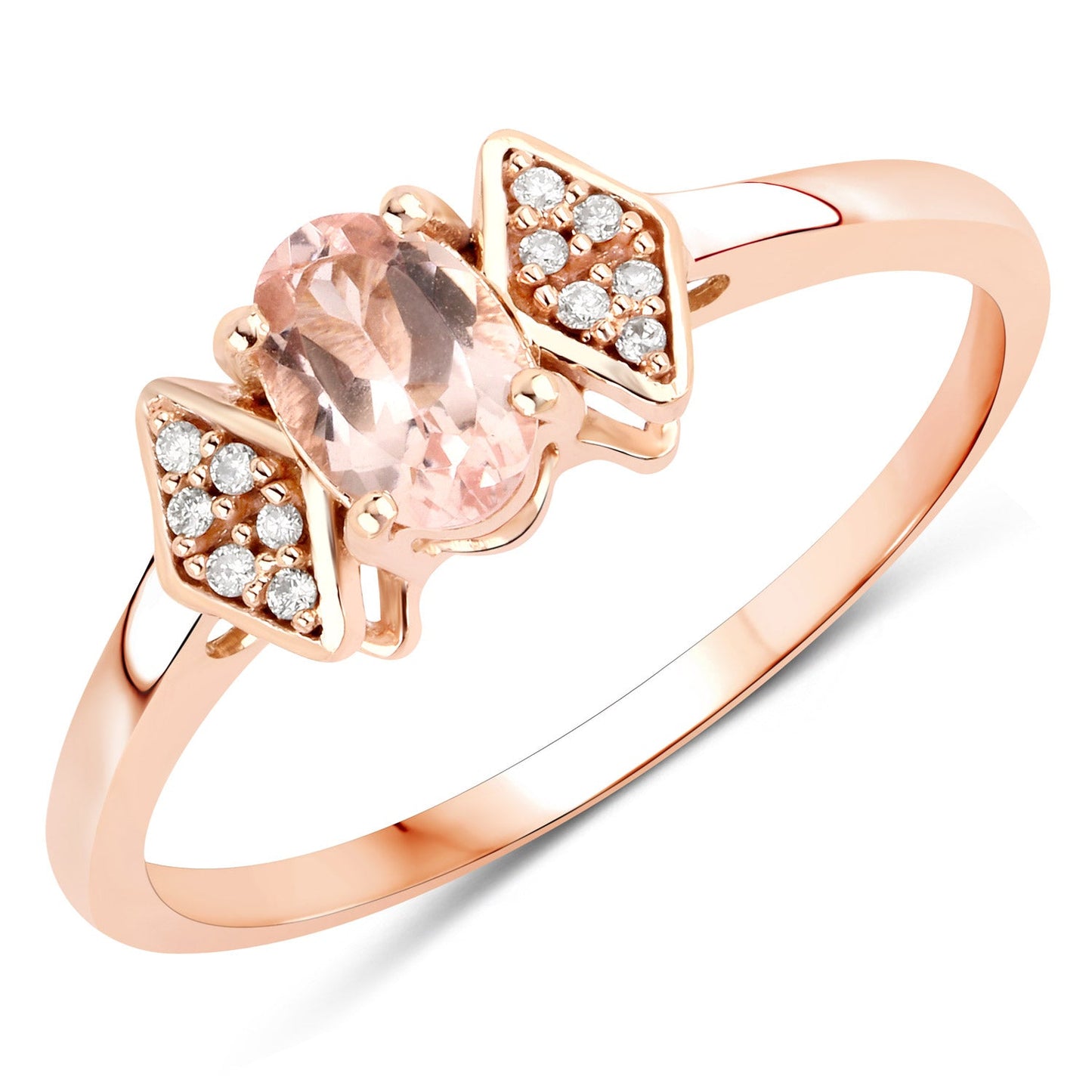 Bague de fiançailles en morganite et diamant de 0,46 carat en or rose 14K