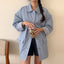 Commuter-Style Relaxed-Fit Striped Long-Sleeve Shirt Jacket