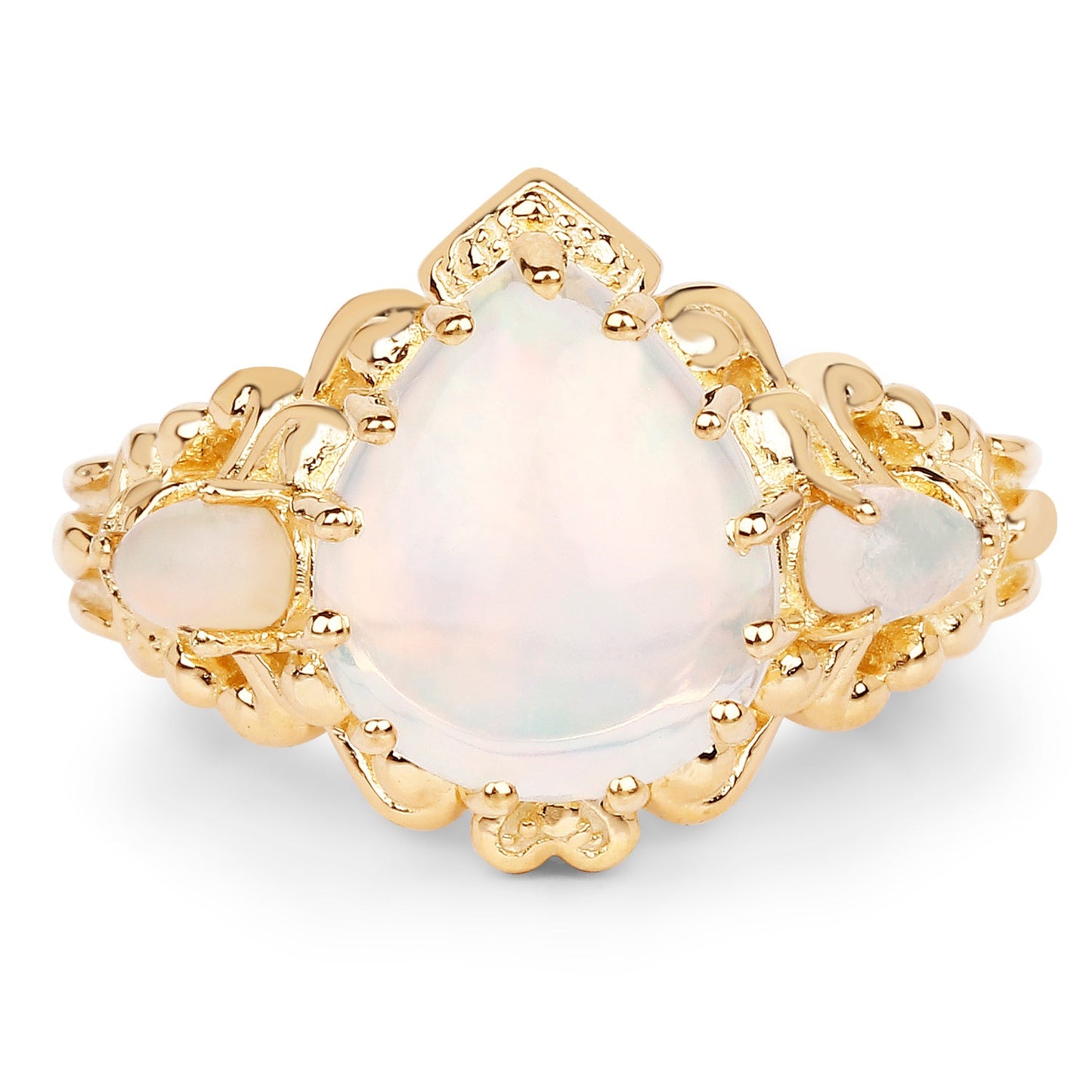 Anillo de Ópalo Etíope Baño de Oro de 14K en Plata Esterlina
