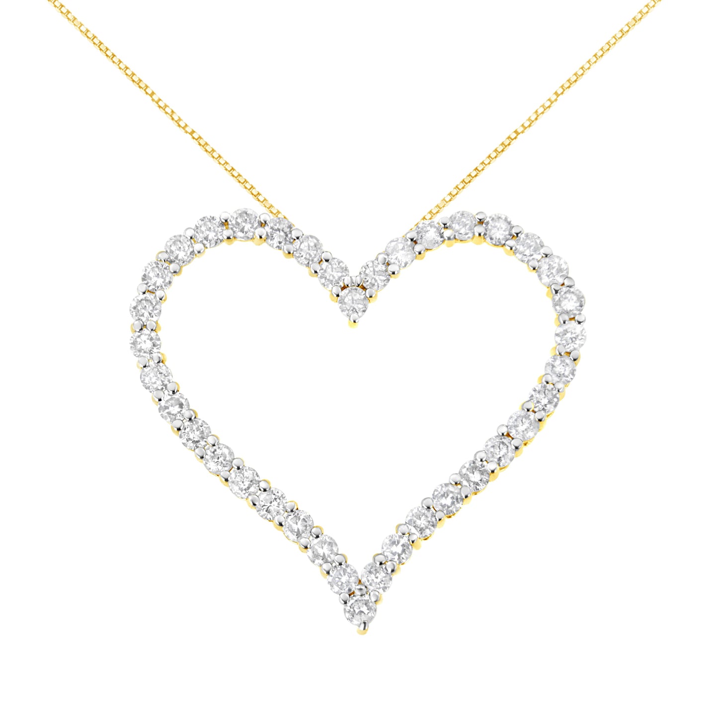 Collier Pendentif Cœur en Diamant Plaqué Or Jaune 10k en Argent Sterling - 18"