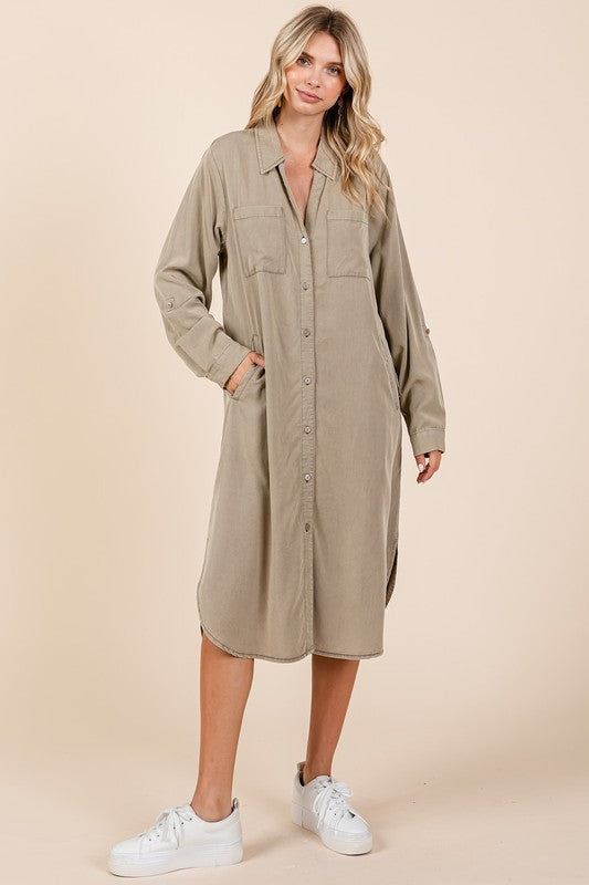 Sophisticated Button Down Long Sleeve Shirt Dress for Women – A Timeless Essential for Every Occasion - Korvel