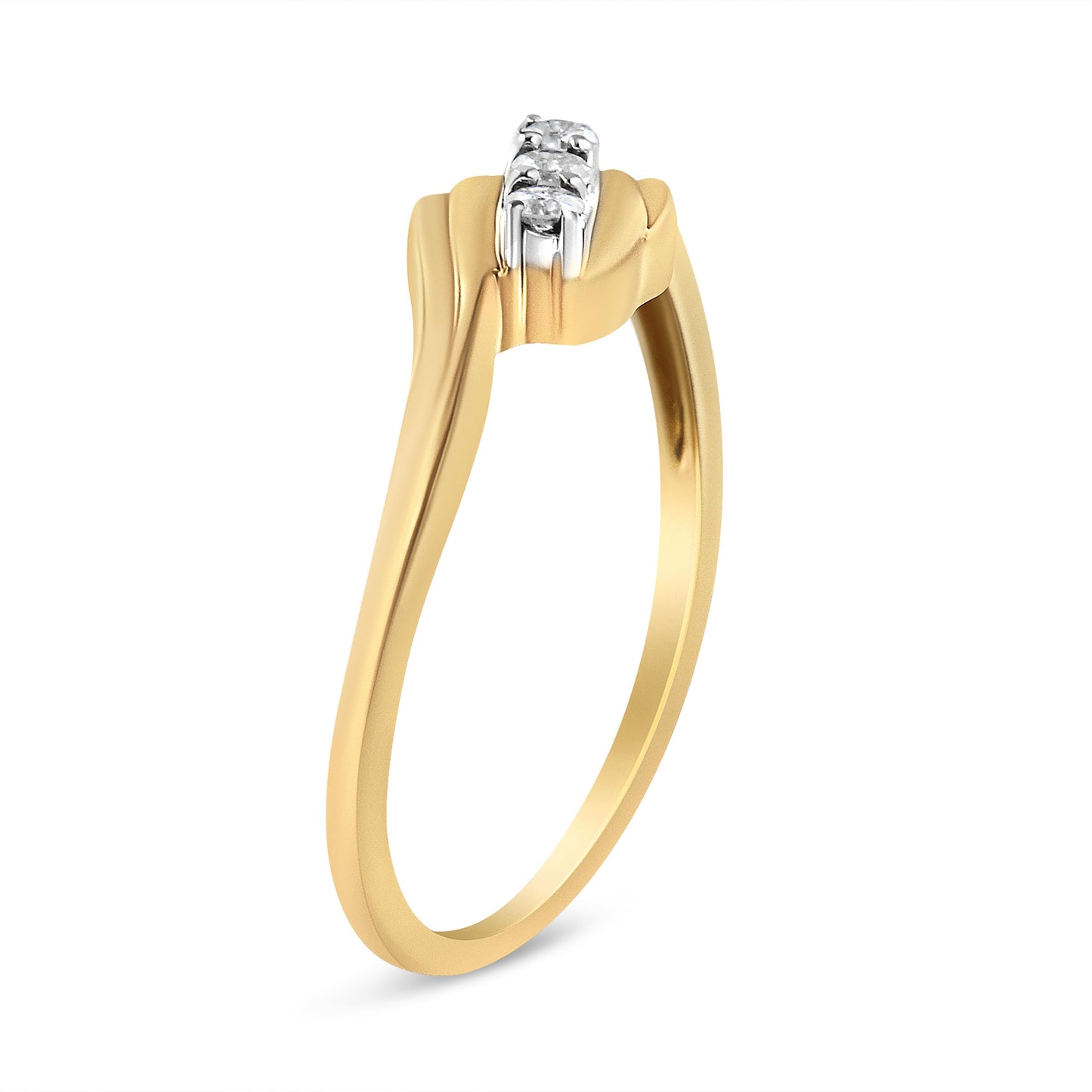 Bague de contournement en diamant trois pierres en argent sterling plaqué or jaune 10K - Taille 6