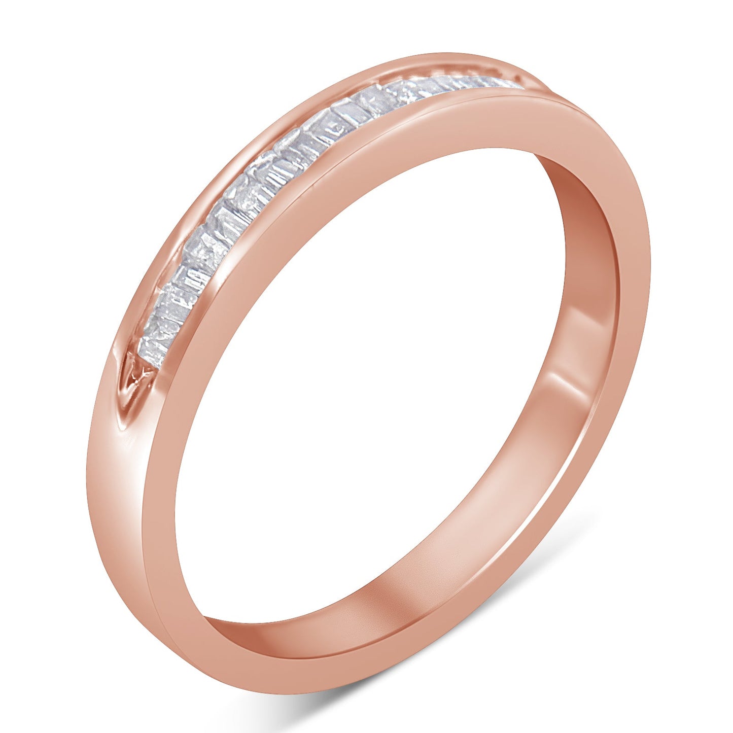 10K Rose Gold over Sterling Silver Diamond Channel-Set Band Ring - Size 6 3/4