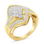 Bague en diamant en cluster avec contournement en or jaune 10K sur argent sterling - Taille 6
