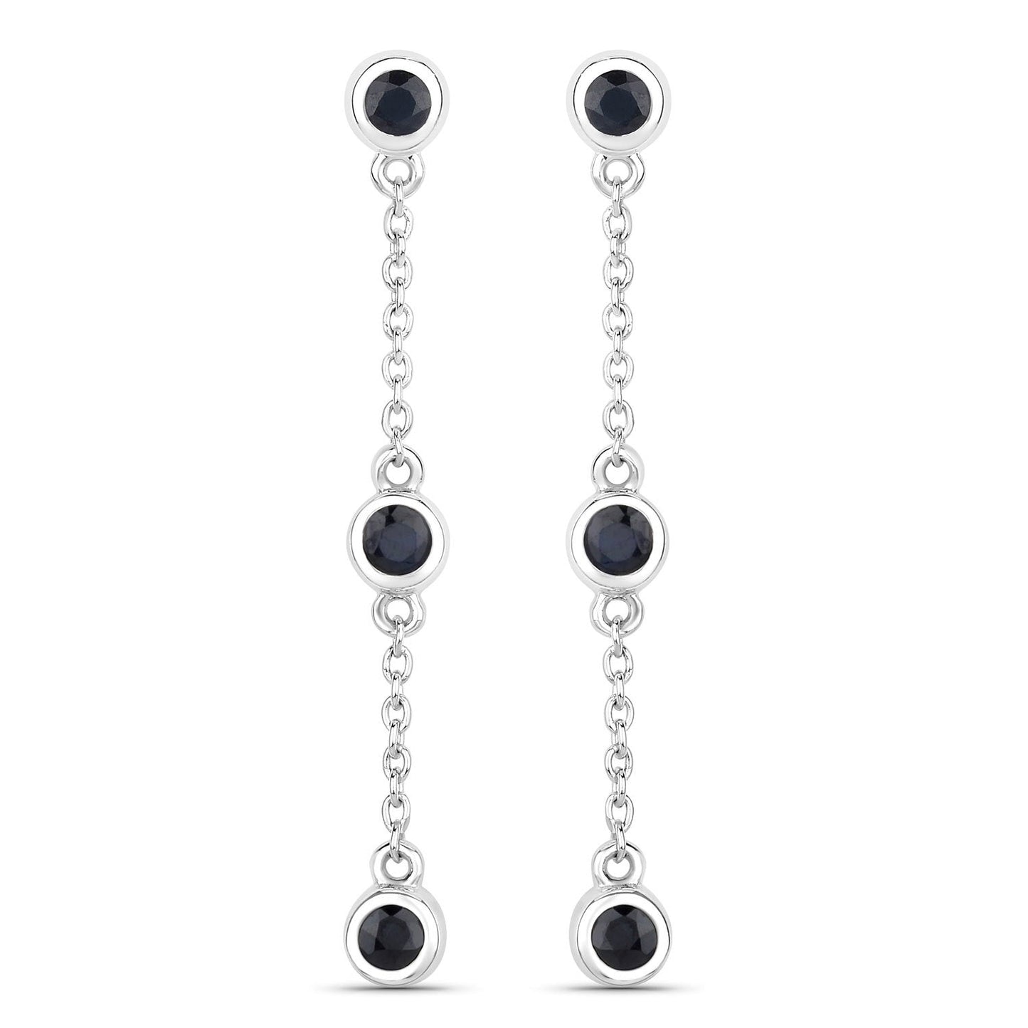 Pendientes de plata esterlina con zafiro azul genuino de 0.66 quilates